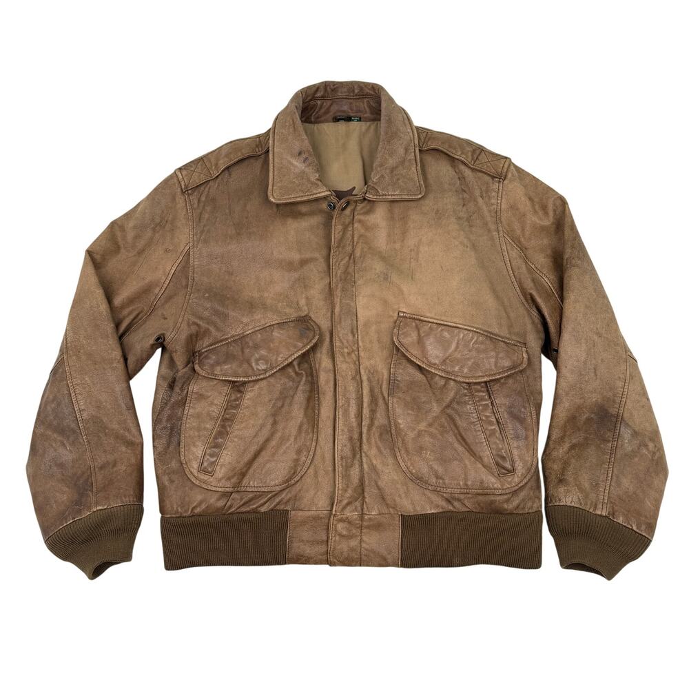 Vintage Leather Bomber Jacket A-2 Style Brown Distressed Hunt Club Men’s 40R